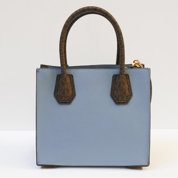 Michael Kors Mercer Medium Messenger Crossbody Bag MK Brown Blue - Picture 7 of 13